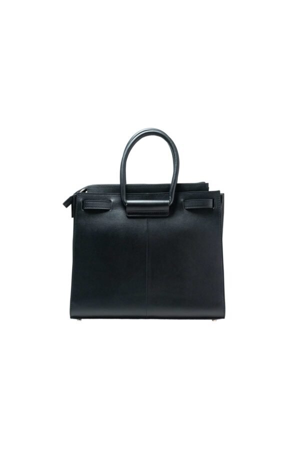 RI2K Genuine Leather Black Structured Tote Bag - Image 2