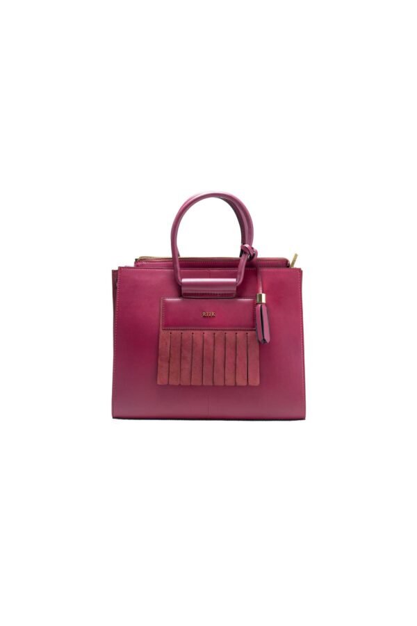 RI2K Genuine Leather Maroon Structured Tote Bag