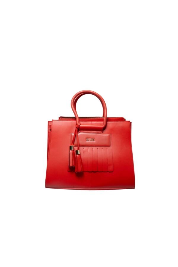 RI2K Genuine Leather Red Structured Tote Bag