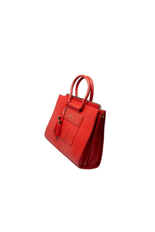 RI2K Genuine Leather Red Structured Tote Bag - Image 3