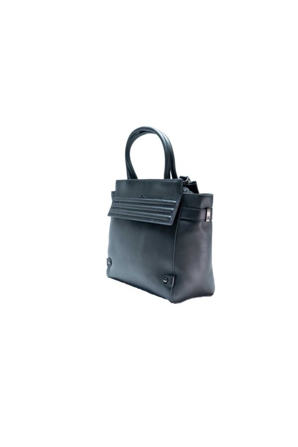 RI2K Conrad Genuine Leather Black Tote Bag with Gunmetal Hardware - Image 4