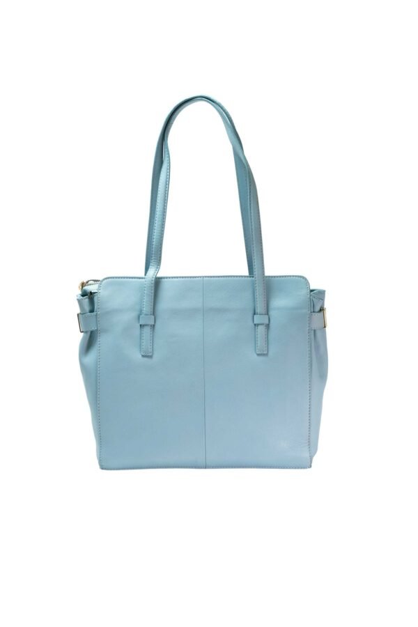 RI2K Women Genuine Leather Blue Tote Bag - Image 2