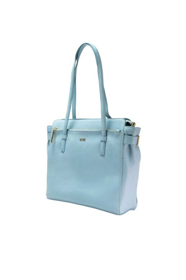 RI2K Women Genuine Leather Blue Tote Bag - Image 3