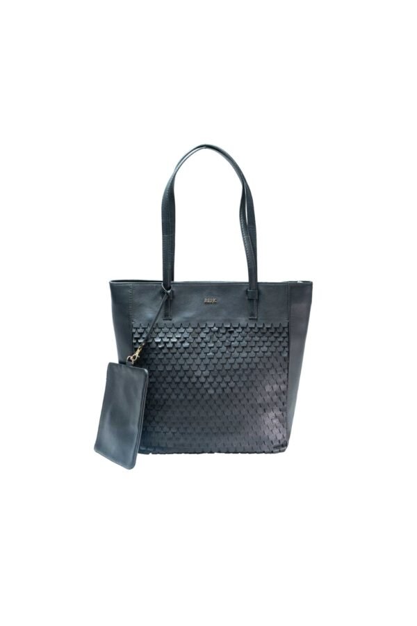 RI2K Evelyn Genuine Leather Black Tote Bag