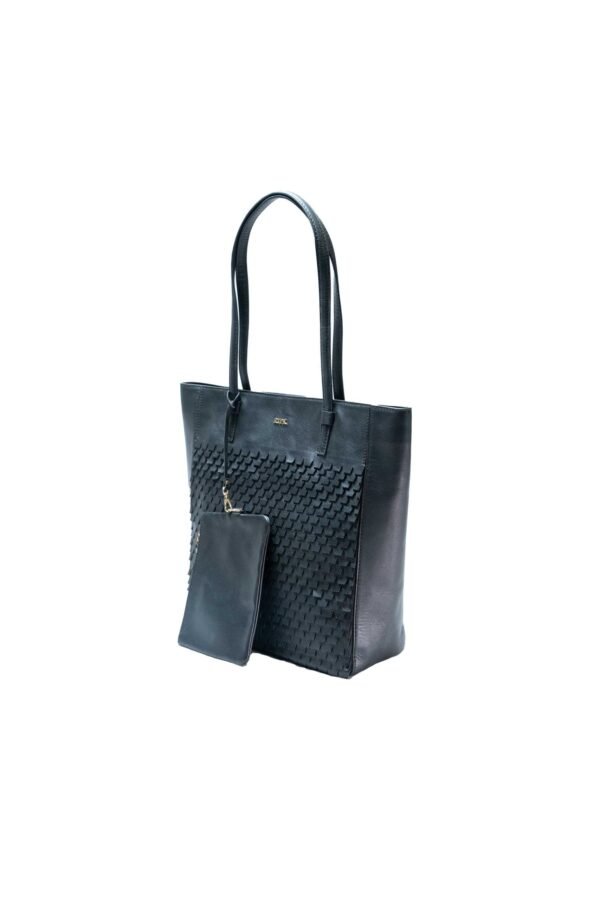 RI2K Evelyn Genuine Leather Black Tote Bag - Image 2