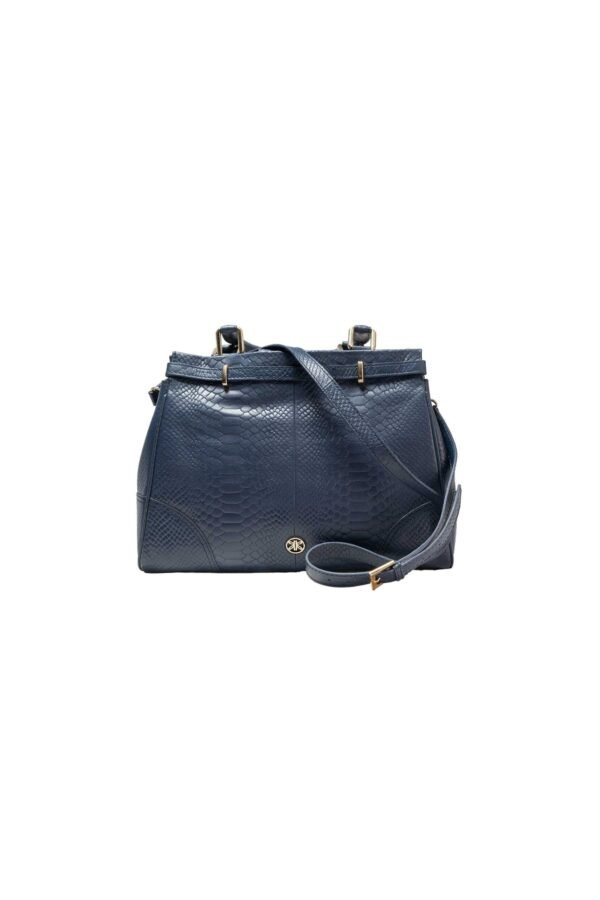 RI2K Genuine Leather Navy Blue Shoulder Bag