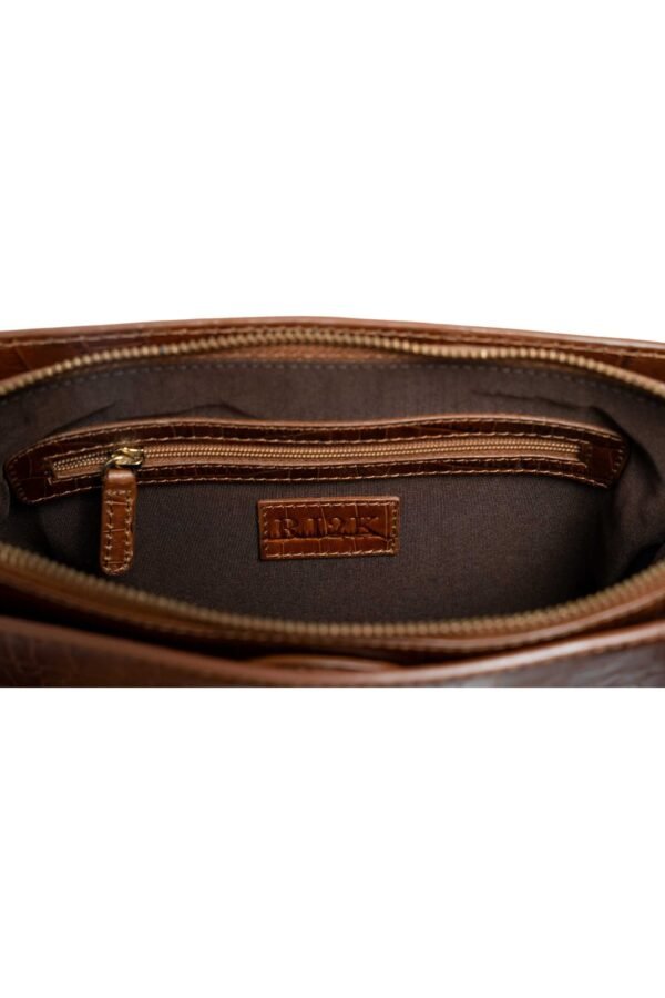 RI2K Brown Leather Zip Around Sling Bag - Image 4