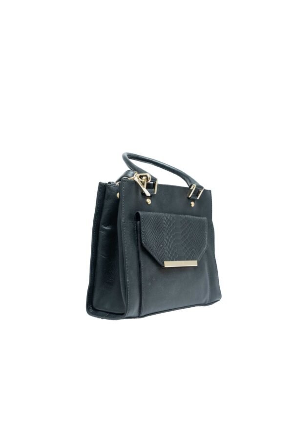 RI2K Genuine Leather Black Textured Flap Shoulder Bag - Image 3