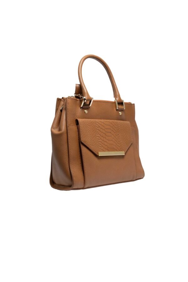 RI2K Genuine Leather Tan Textured Flap Shoulder Bag - Image 3