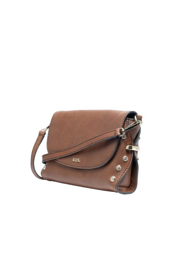 RI2K Stud Edge Genuine Leather Brown Acrossbody Bag - Image 3