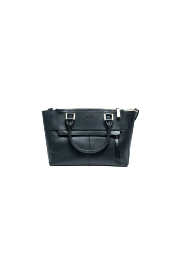 RI2K Genuine Leather Black Cut Out Shoulder Handbag - Image 2