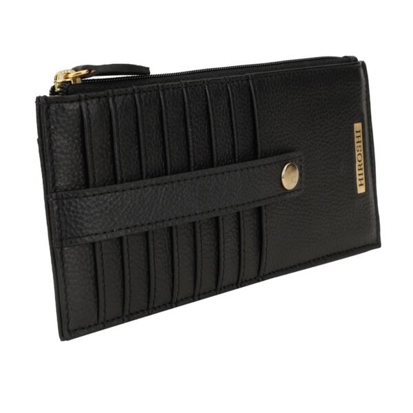 Hiroshi Genuine Leather Ladies Handheld Black Purse - Image 3