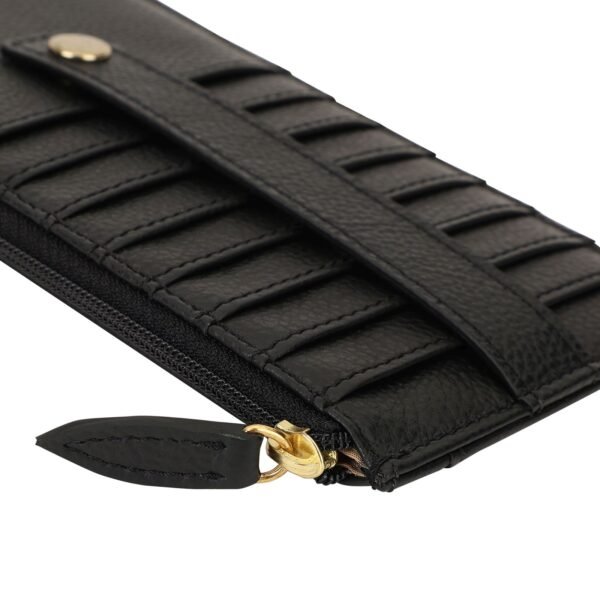 Hiroshi Genuine Leather Ladies Handheld Black Purse - Image 5