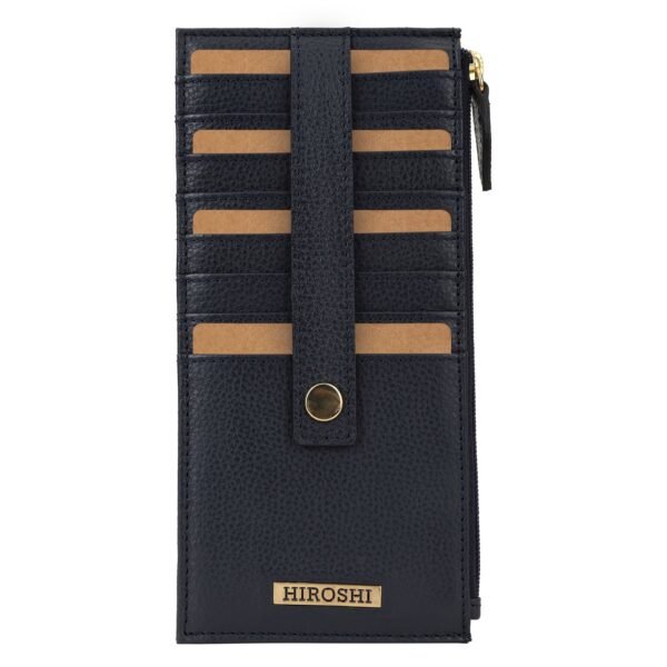 Hiroshi Genuine Leather Ladies Handheld Navy Blue Purse - Image 2