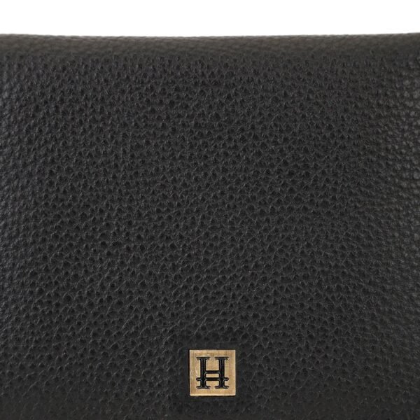 Hiroshi Genuine Leather Ladies Bi Fold Compact Black Purse - Image 7