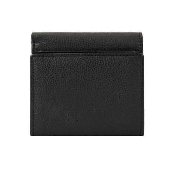 Hiroshi Genuine Leather Ladies Bi Fold Compact Black Purse - Image 4