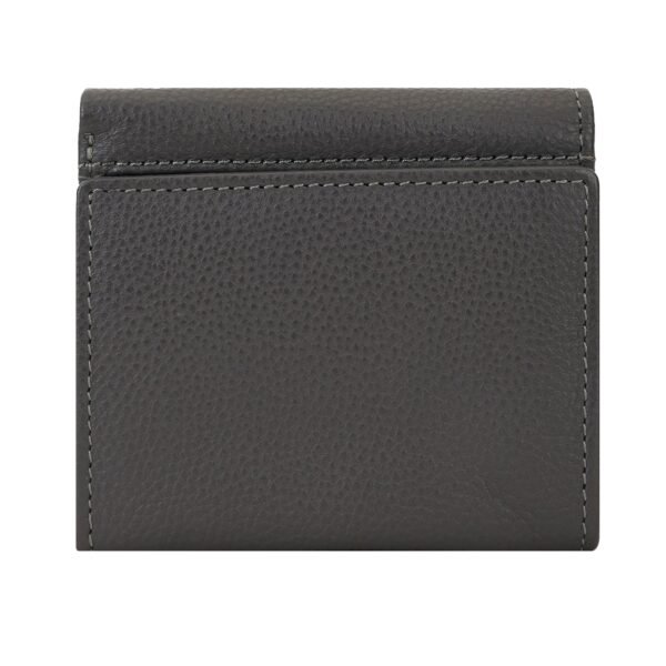 Hiroshi Genuine Leather Ladies Bi Fold Compact Greey Purse - Image 7