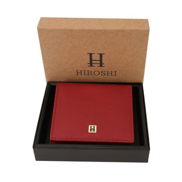 Hiroshi Genuine Leather Ladies Bi Fold Compact Red Purse