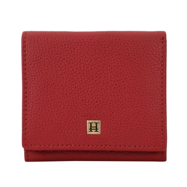 Hiroshi Genuine Leather Ladies Bi Fold Compact Red Purse - Image 2