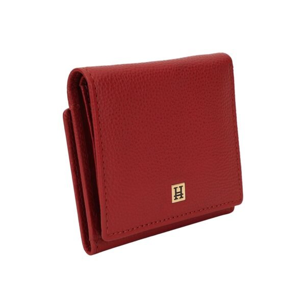 Hiroshi Genuine Leather Ladies Bi Fold Compact Red Purse - Image 4