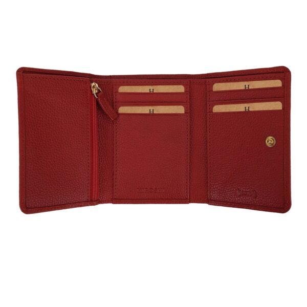 Hiroshi Genuine Leather Ladies Bi Fold Red Purse - Image 5