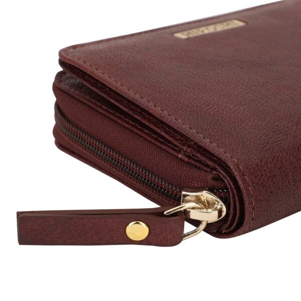 Hiroshi Genuine Leather Ladies Multipurpose Wine Purse - Image 4