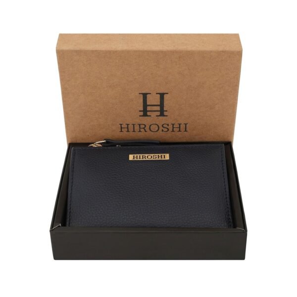 Hiroshi Genuine Leather Ladies Minimal Navy Blue Purse