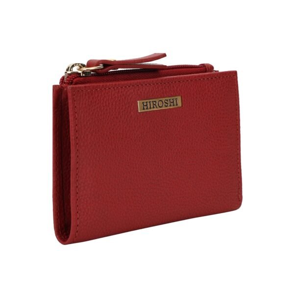 Hiroshi Genuine Leather Ladies Minimal Red Purse - Image 3