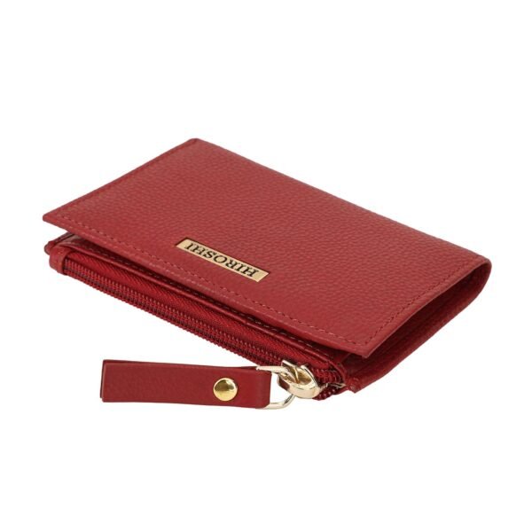 Hiroshi Genuine Leather Ladies Minimal Red Purse - Image 4