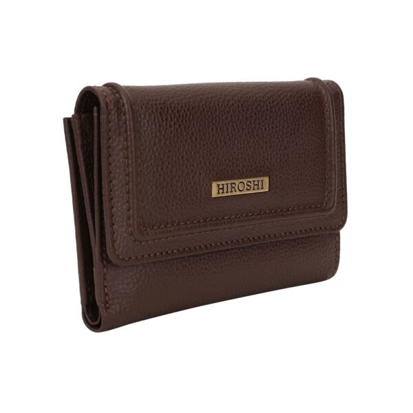 Hiroshi Genuine Leather Ladies Multipurpose Brown Purse - Image 3