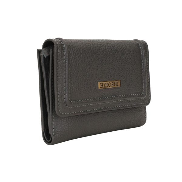 Hiroshi Genuine Leather Ladies Multipurpose Grey Purse - Image 3