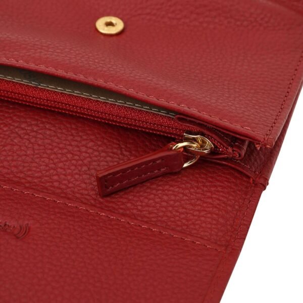 Hiroshi Genuine Leather Ladies Multipurpose Red Purse - Image 5