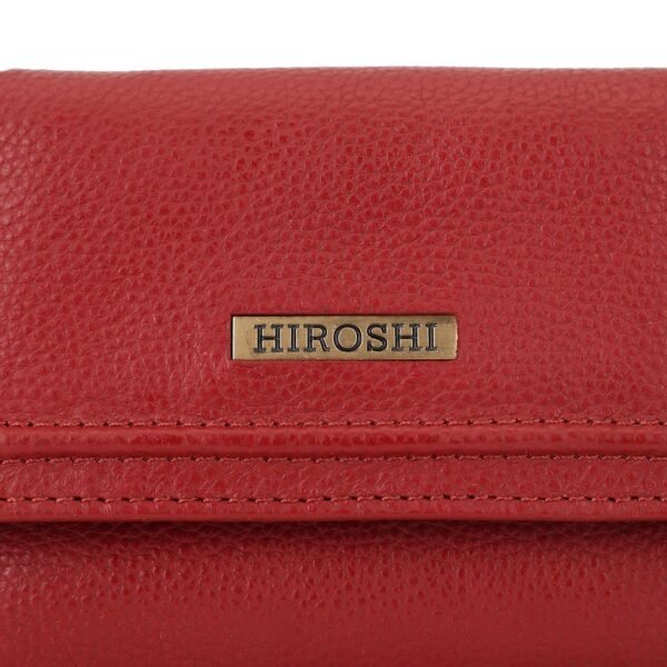 Hiroshi Genuine Leather Ladies Multipurpose Red Purse - Image 6