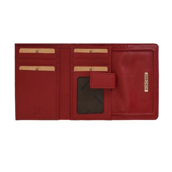 Hiroshi Genuine Leather Ladies Multipurpose Red Purse - Image 4