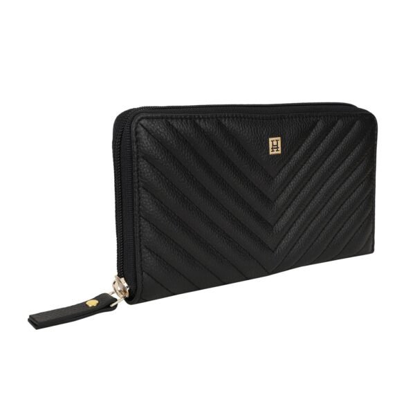 Hiroshi Quilted Signature Black Zip Around Purse - Image 3