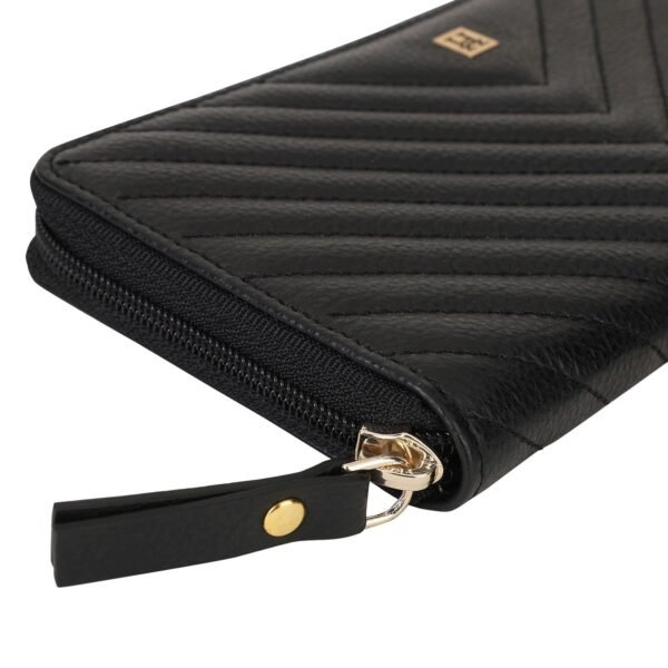 Hiroshi Quilted Signature Black Zip Around Purse - Image 4