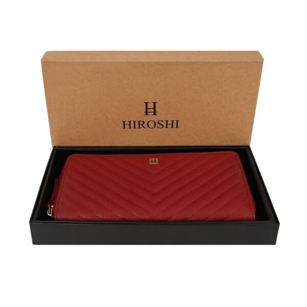 Hiroshi Quilted Signature Red Zip Around Purse