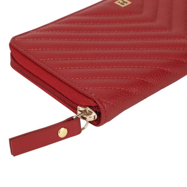 Hiroshi Quilted Signature Red Zip Around Purse - Image 4