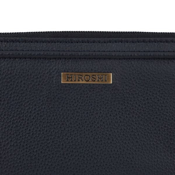 Hiroshi Genuine Leather Ladies Navy Zip Around Purse - Image 6