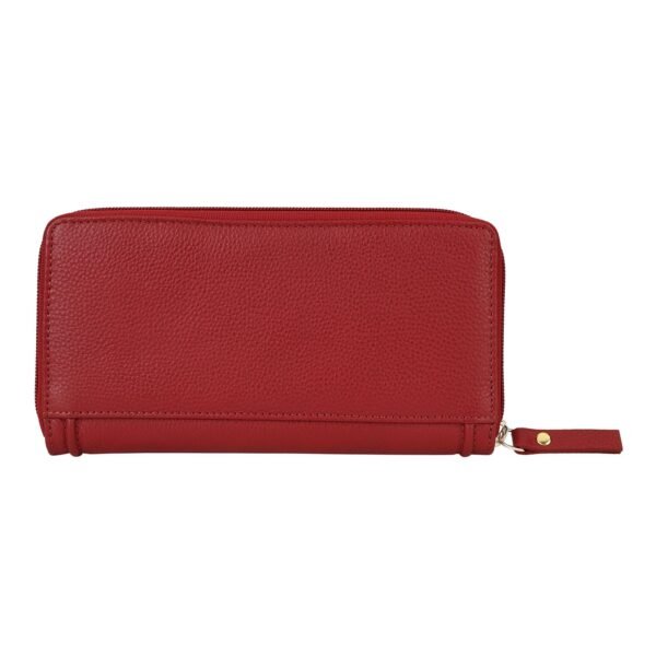 Hiroshi Genuine Leather Ladies Red Zip Around Purse - Image 2