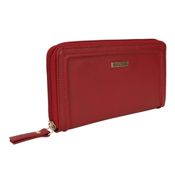 Hiroshi Genuine Leather Ladies Red Zip Around Purse - Image 3