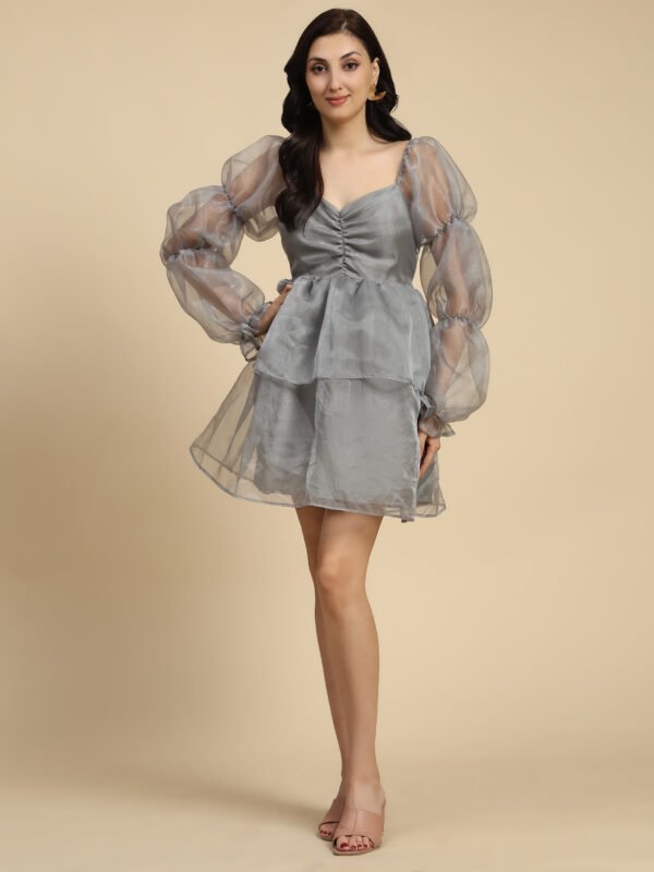 Phenav Organza Puff Sleves Dress - Image 4