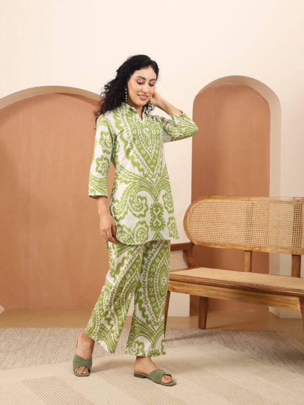 Cotton Printed Cord Set (Green) - Image 2