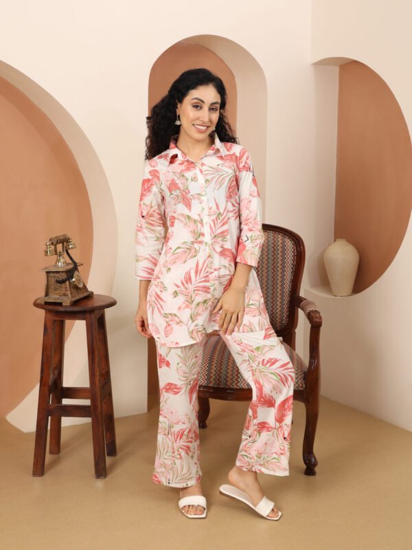 Cotton Printed Cord Set (Pink)