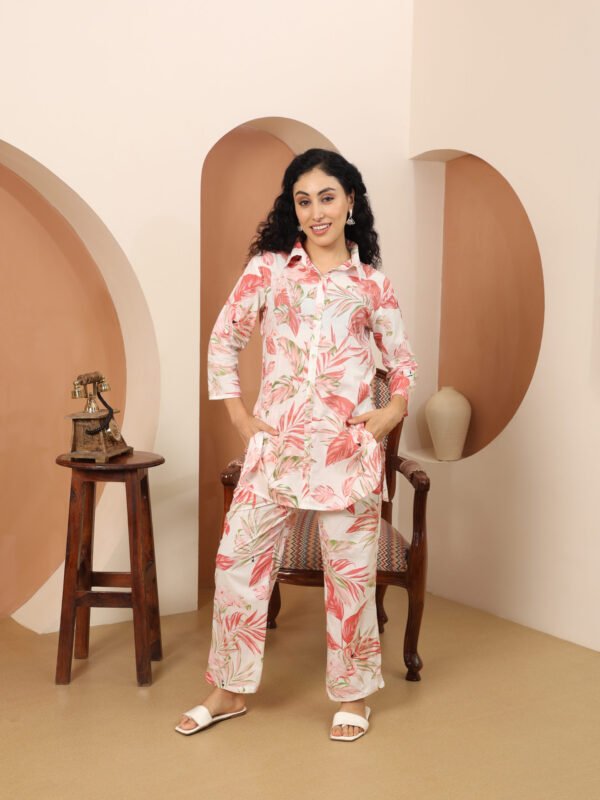 Cotton Printed Cord Set (Pink) - Image 4
