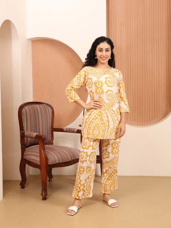 Cotton Printed Cord Set (Yellow)