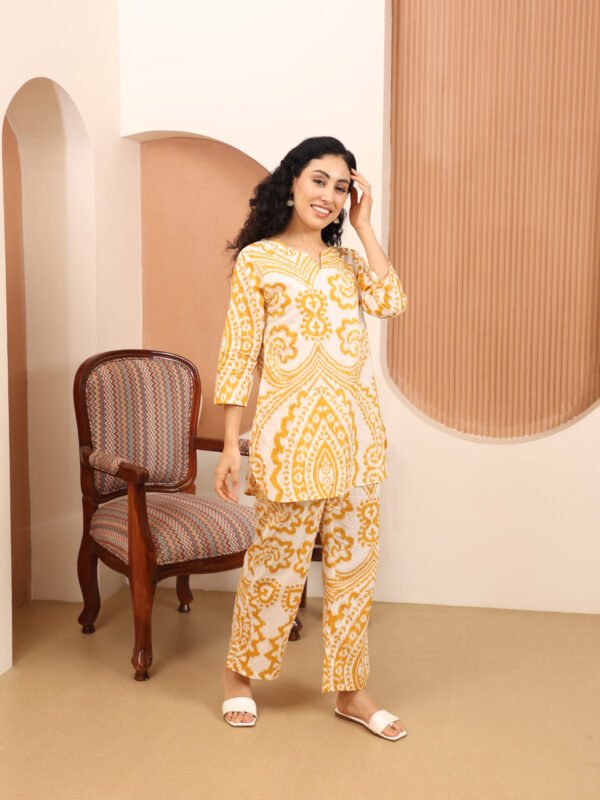 Cotton Printed Cord Set (Yellow) - Image 5
