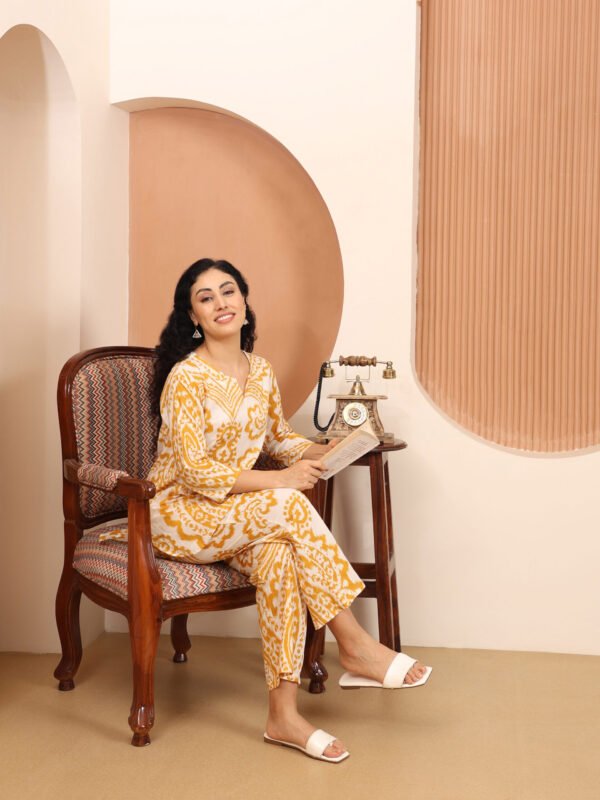 Cotton Printed Cord Set (Yellow) - Image 6