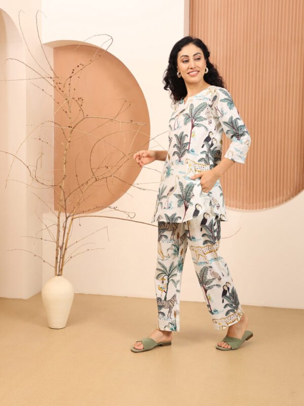 Cotton Printed Cord Set (White) - Image 4