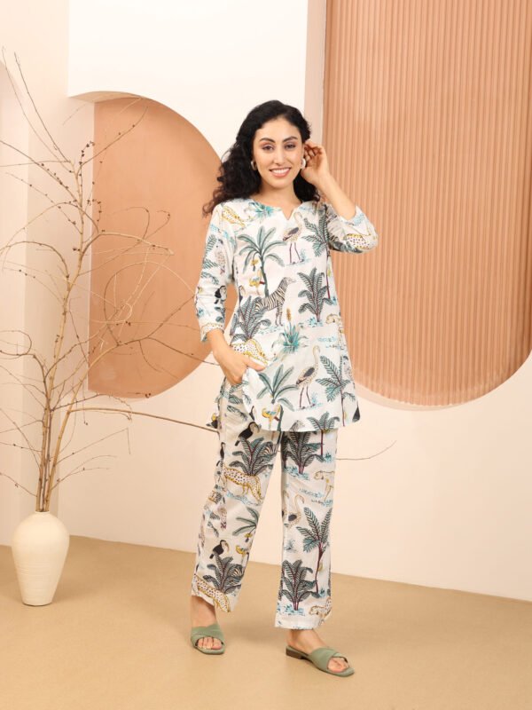 Cotton Printed Cord Set (White) - Image 5